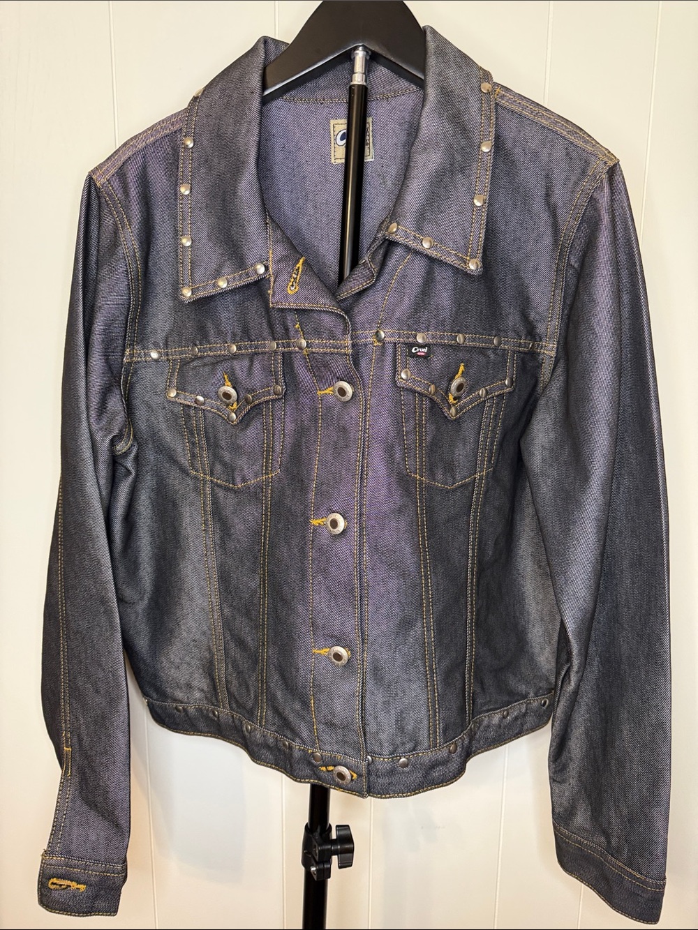 Cruel Girl Indigo Denim Jean Jacket with Stud Accents & Skull ☠️ on Back